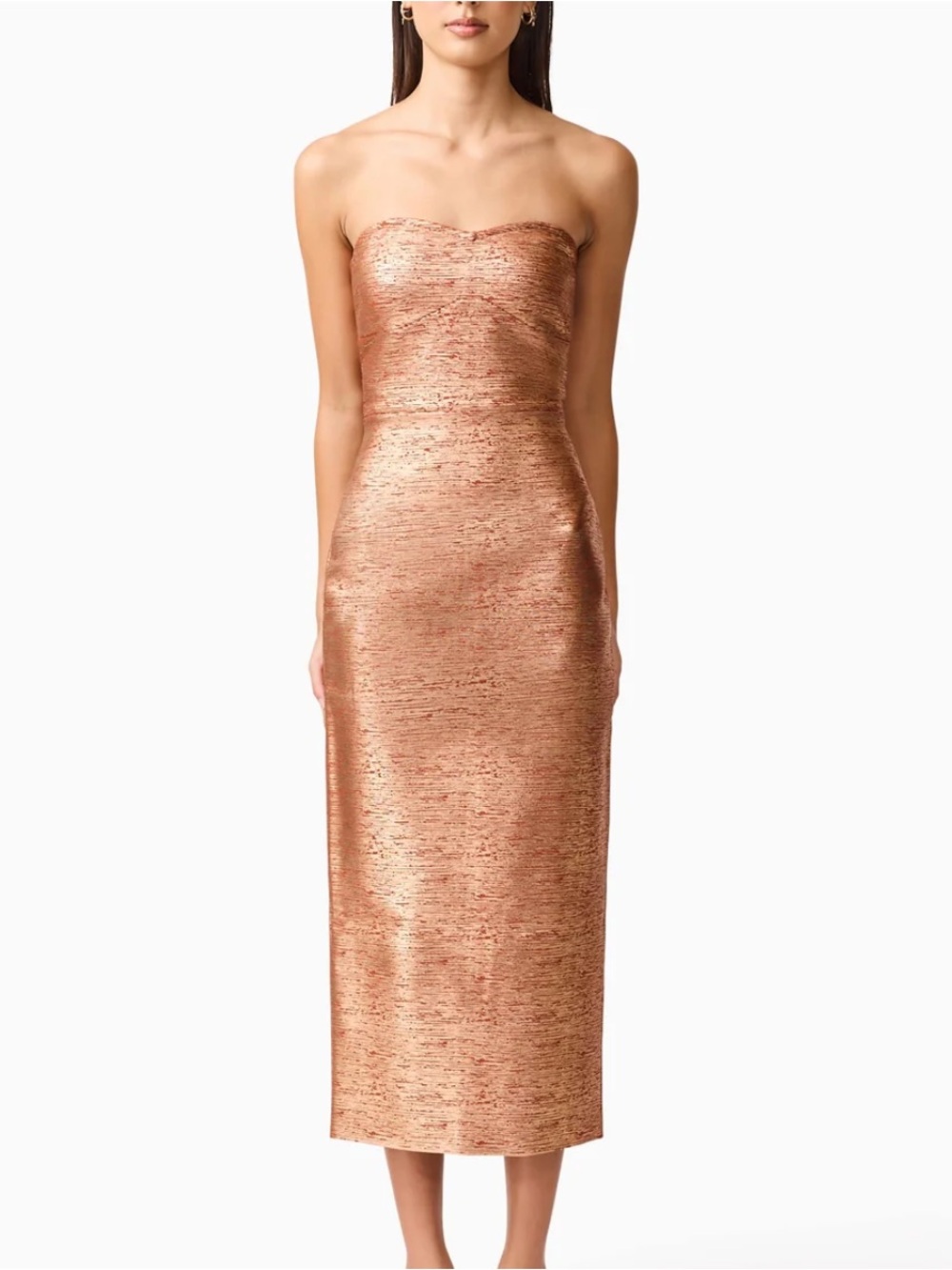 Elliatt Strapless Midi Dress in Copper Orange - Picture 3 of 4